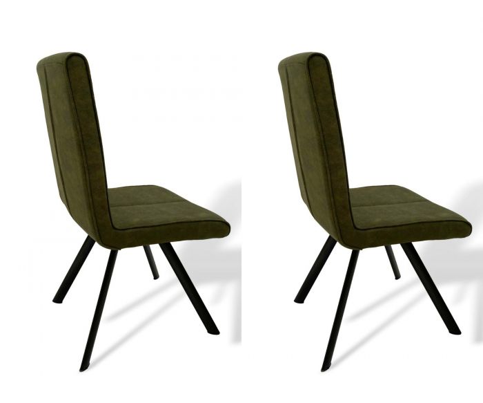 Lot de 2 chaises de séjour Hoover en tissu microfibre vert olive main product photo