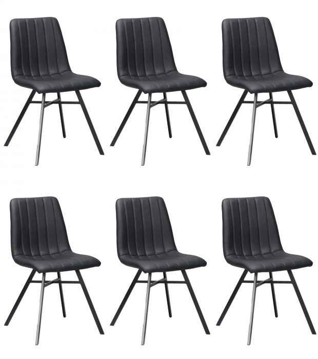 lot de 6 chaises estherela en eco-cuir noir main product photo