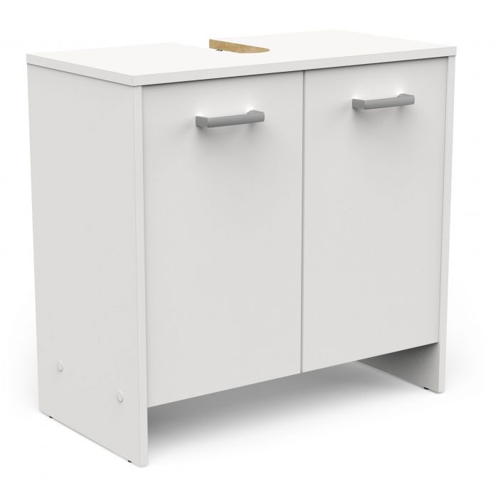 Armoire de salle de bain Coral sous lavabo 2 portes 63x60cm coloris blanc main product photo