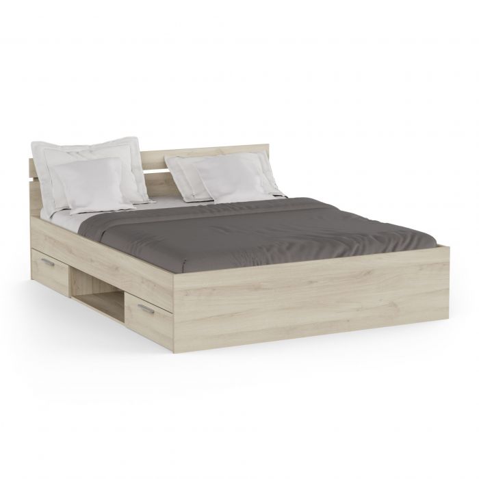 Michigan Bedkader eik van 160x200 met 2 lades en een open vak main product photo