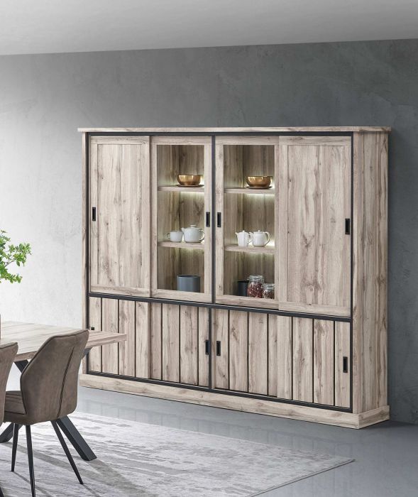 Vitrinekast Elena 240 cm – Canada eik decor met LED-verlichting main product photo