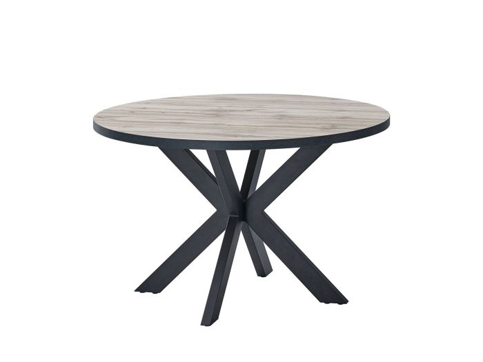 Ronde eetkamertafel Elena 120 cm – Canada eik decor met zwarte spinpoot main product photo