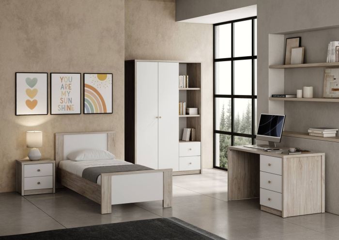 kinderkamer Evora 4 delig in eik yvoor en witte fronten main product photo