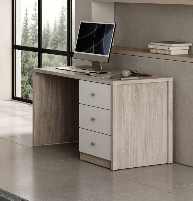 bureau Evora 125x65cm in eik ivoor en witte fronten main product photo