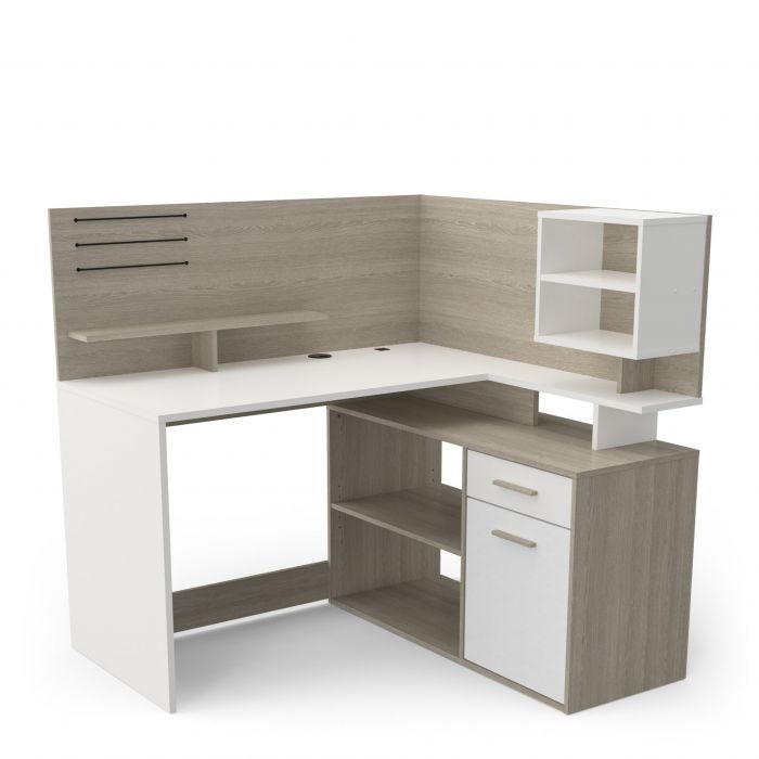 Bureau d’angle Malicia – Chêne Shannon / blanc mat main product photo