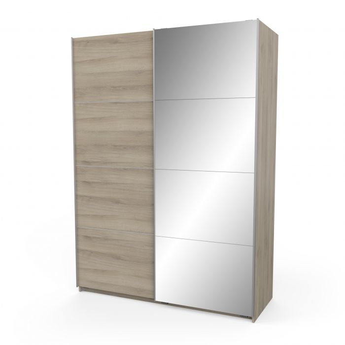 Armoire Fast4 – 2 portes coulissantes + miroir – 150 cm – chêne Kronberg main product photo