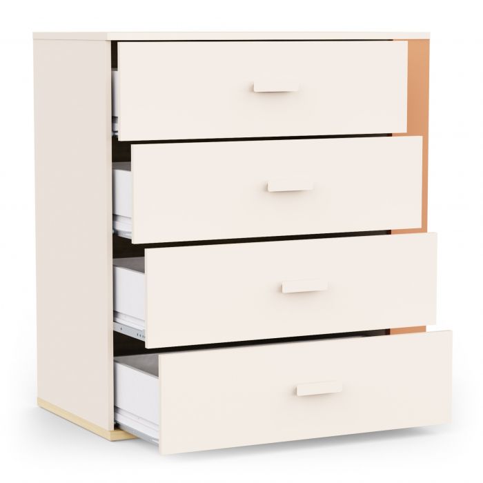 Ladekast CAMILLIA met 4 lades – Terracotta/Beige/Eik main product photo