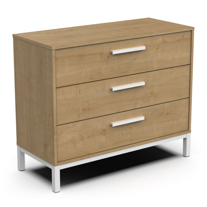 Ladekast CRAFT met 3 lades – Eik Hamilton / Mat Wit main product photo
