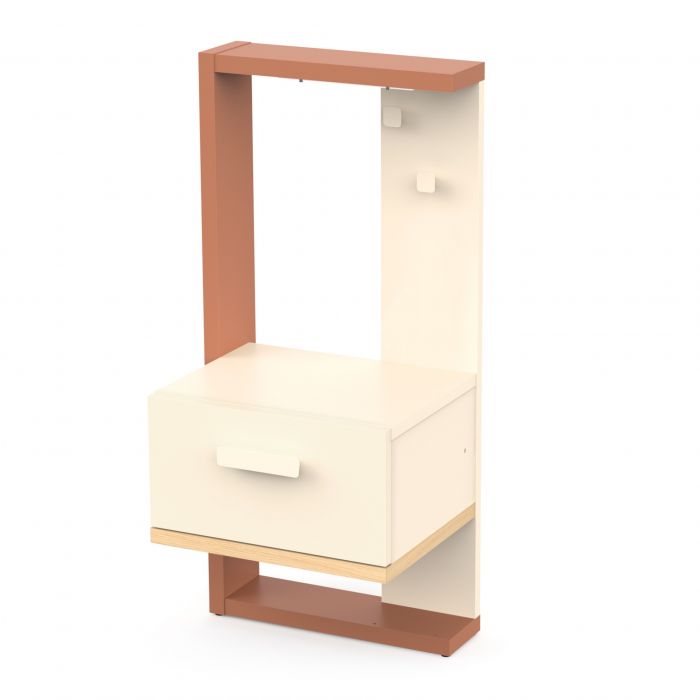 Nachtkastje CAMILLIA met 1 lade en LED-verlichting – Terracotta/Beige/Eik main product photo