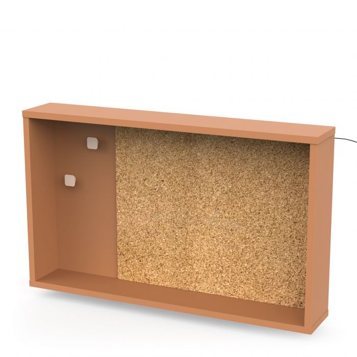 Prikbordpaneel CAMILLIA met LED-verlichting – Terracotta/Beige/Eik main product photo