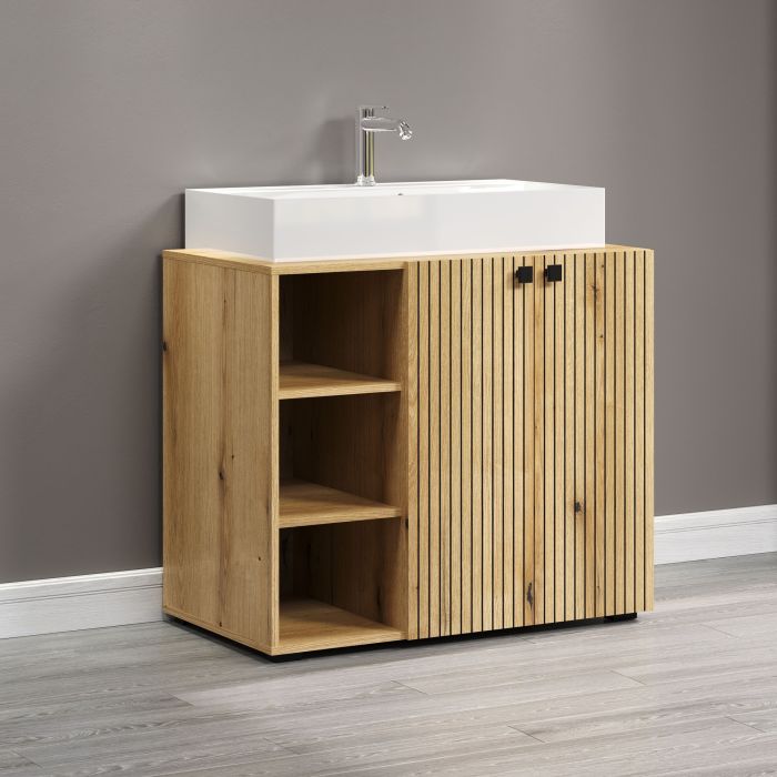 PureBliss – Onderkast met geïntegreerde wasbak groot in Evoke Eik – B/H/D: 90 x 79 x 53 cm main product photo