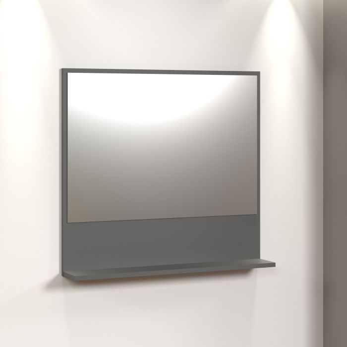 PureBliss – Wandspiegel met legplank 80cm in antraciet melamine – B/H/D: 80 x 74 x 14 cm main product photo