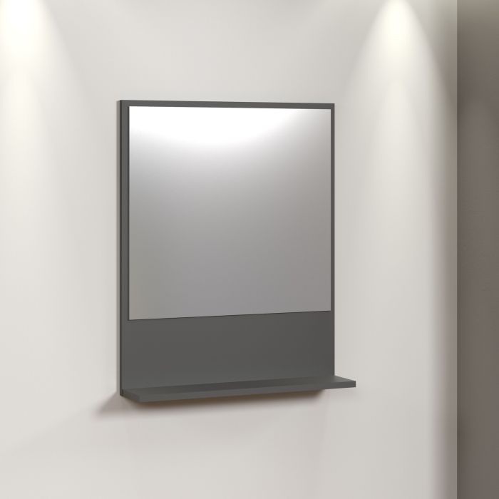 PureBliss – Wandspiegel met legplank 60cm in antraciet melamine – B/H/D: 60 x 74 x 14 cm main product photo