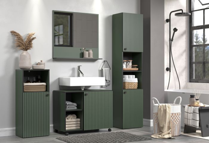 PureBliss – Ensemble de meubles de salle de bain en mélamine vert/noir – L/H/P : 180 x 186 x 42 cm main product photo