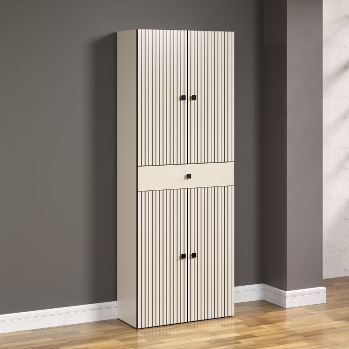 PureBliss – kolomkast 70cm in kashmir lichtgrijs/zwart melamine – B/H/D: 70 x 186 x 31 cm main product photo
