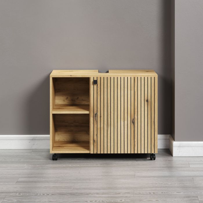 PureBliss – Onderkast voor wasbak 80cm in Evoke Eik op wieltjes – B/H/D: 80 x 64 x 42 cm main product photo