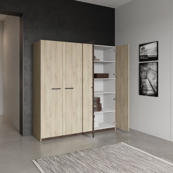 kledingkast WATSON – 4 deuren + spiegel – Eik Kronberg / Eik Waterford main product photo