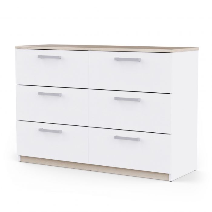Commode WATSON – 6 lades (3+3) – Wit mat / Eik Kronberg main product photo