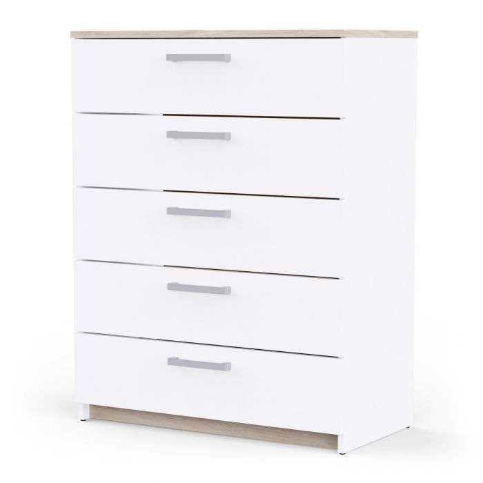 Commode WATSON – 5 lades – Wit mat / Eik Kronberg main product photo