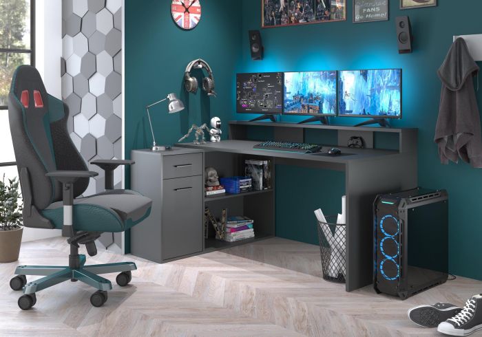 Belfurn - Gamer desk - Trendy - bureau professionnel 160 - 200 cm avec  élément d'angle