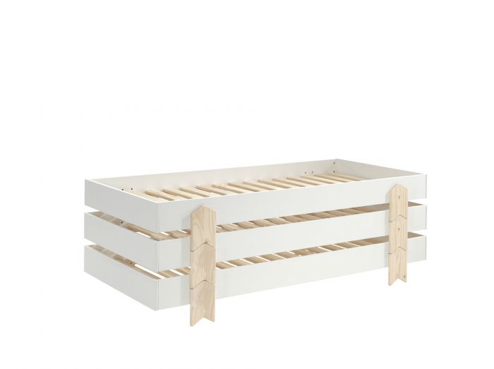 Lit 1 personne 90x200cm Modulo blanc - pied flèche (lot promo de 3 pcs) main product photo