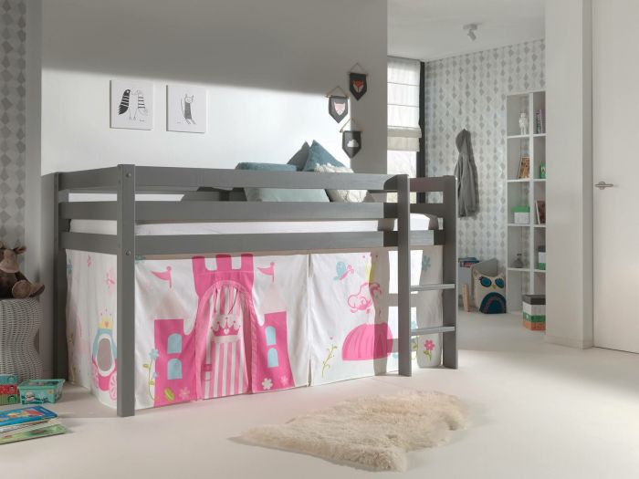 Halfhoogslaper Vanessa grijs met speeltent prinsesje main product photo