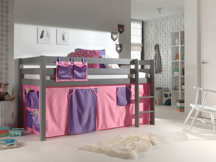 Halfhoogslaper Vanessa grijs met speeltent roos huisje main product photo