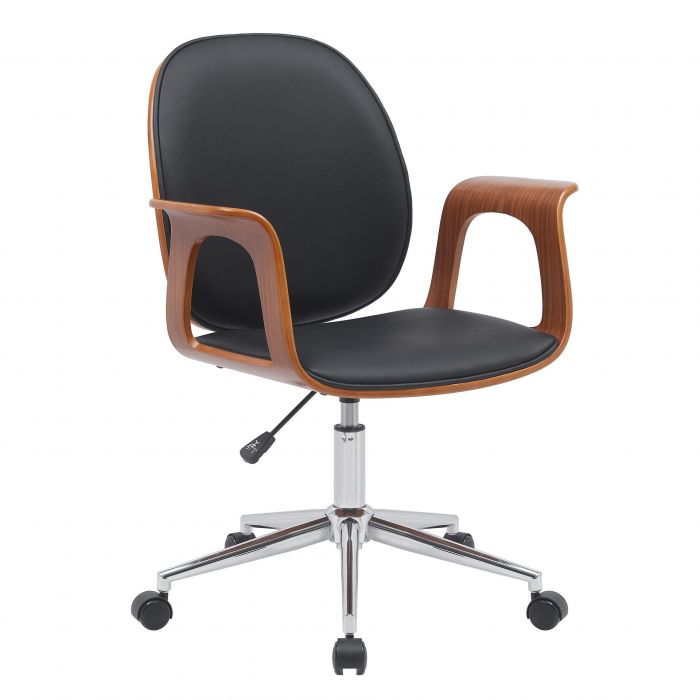 ARTEMIS – Bureaustoel in walnoot en zwart kunstleder main product photo