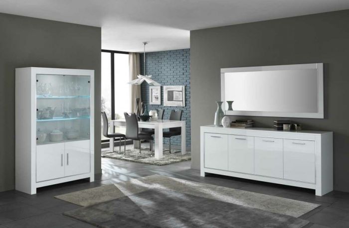 3 delige eetplaats Modena-16 in witte hoogglanslak main product photo