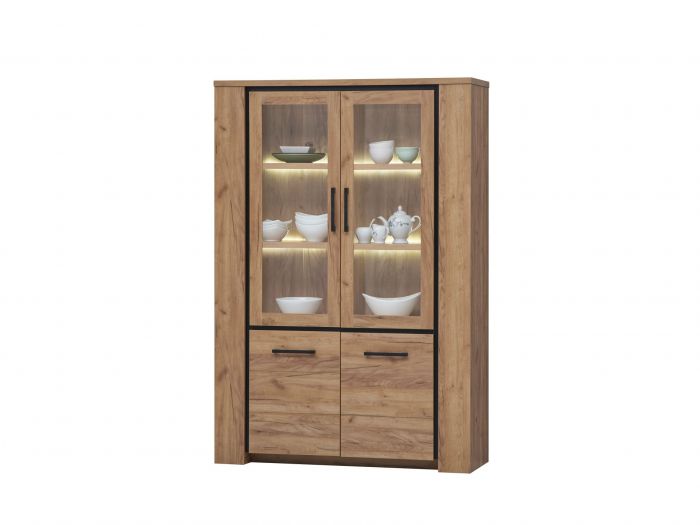 Vitrinekast met glasdeuren Elio 133cm in franse eik main product photo