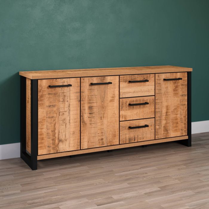 Dressoir Enna in mango/zwarte decorafwerking, 214 x 86 x 45 cm main product photo