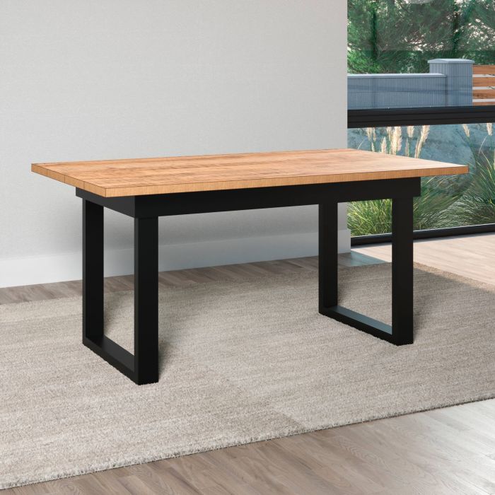 Eettafel Enna in mango decor met zwarte metalen poten, 160 x 76 x 90 cm main product photo