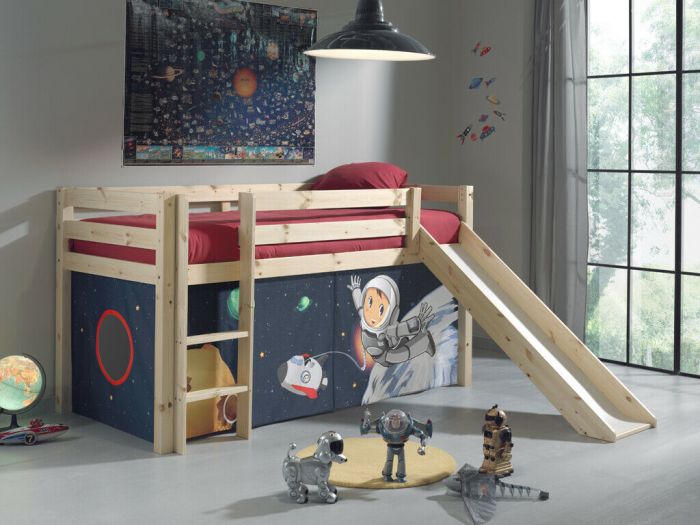 Halfhoogslaper Vera met glijbaan natuur met speeltent in de ruimte main product photo