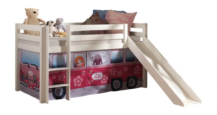 Halfhoogslaper Vera met glijbaan wit met speeltent prinsessenbusje main product photo