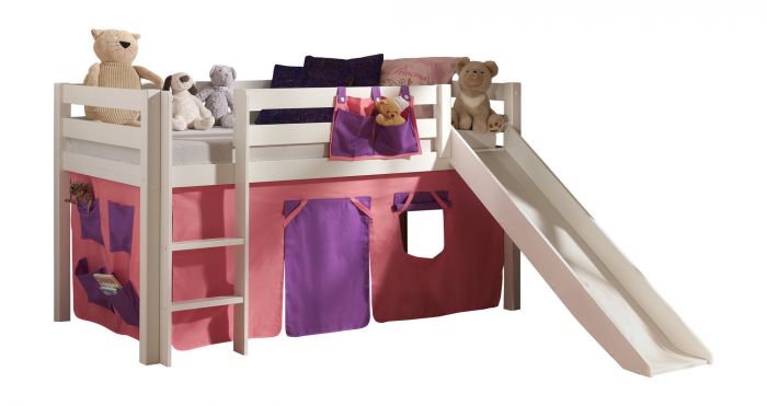 Halfhoogslaper Vera met glijbaan wit met speeltent roos huisje main product photo