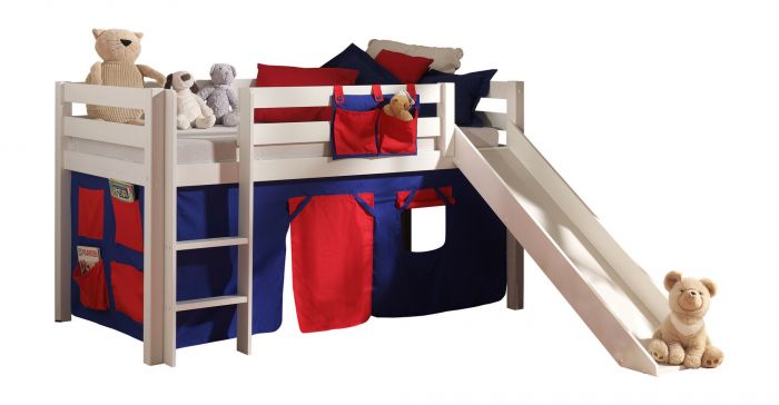 Halfhoogslaper Vera met glijbaan wit met speeltent blauw huisje main product photo