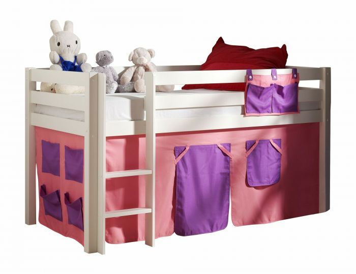 Halfhoogslaper vanessa in massieve den wit gelakt met speeltent roos huisje main product photo