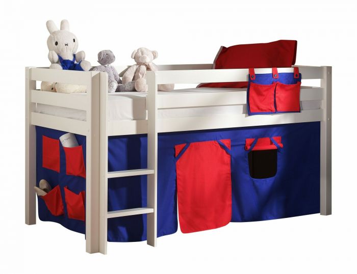 Halfhoogslaper vanessa in massieve den wit gelakt met speeltent blauw huisje main product photo