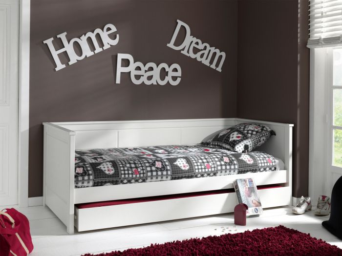 Kajuitbed - Bedbank vinsi in massieve den wit gelakt-met bedlade main product photo