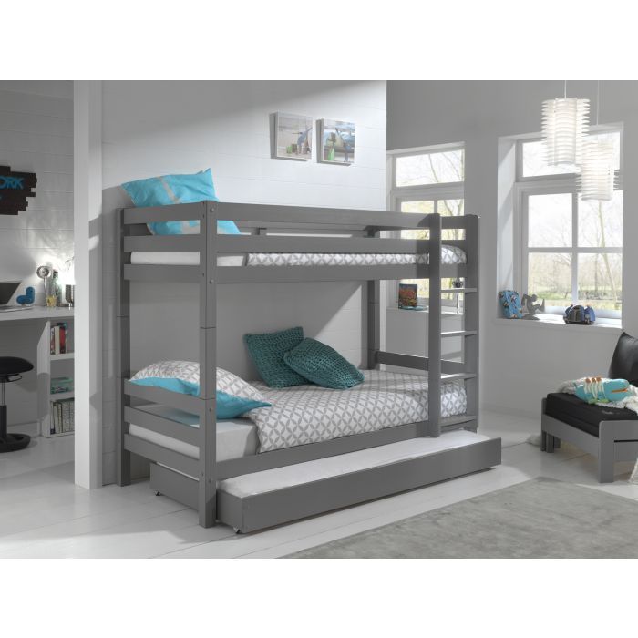 Stapelbed vincent 160cm hoogte in massieve den, kleur grijs-met bedlade main product photo