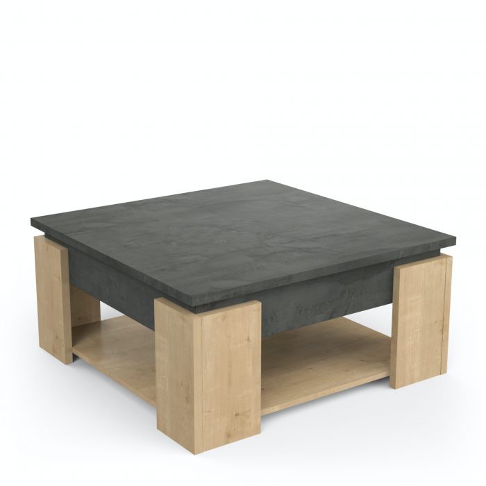 Salontafel AUSTIN 80x80 cm – Eik Hamilton / Sidewalk grijs main product photo