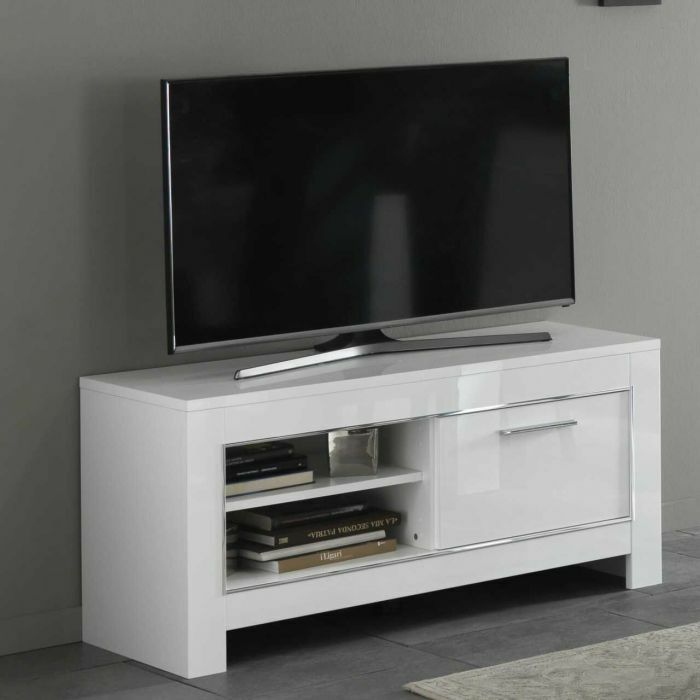 Tv-meubel Modena design van 112cm in witte hoogglanslak main product photo