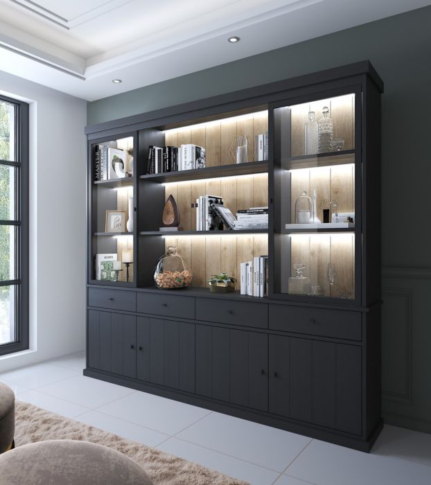 Balencia lichte eik - grote bibliotheekkast 240cm met Led verlichting main product photo