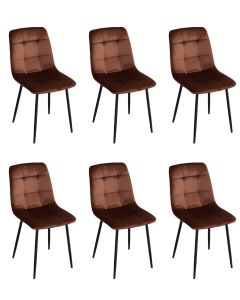 Eetkamerstoel Set van 6 stoelen S270 in copper velvet stof Zwart 54x40 cm – stijlvol en praktisch