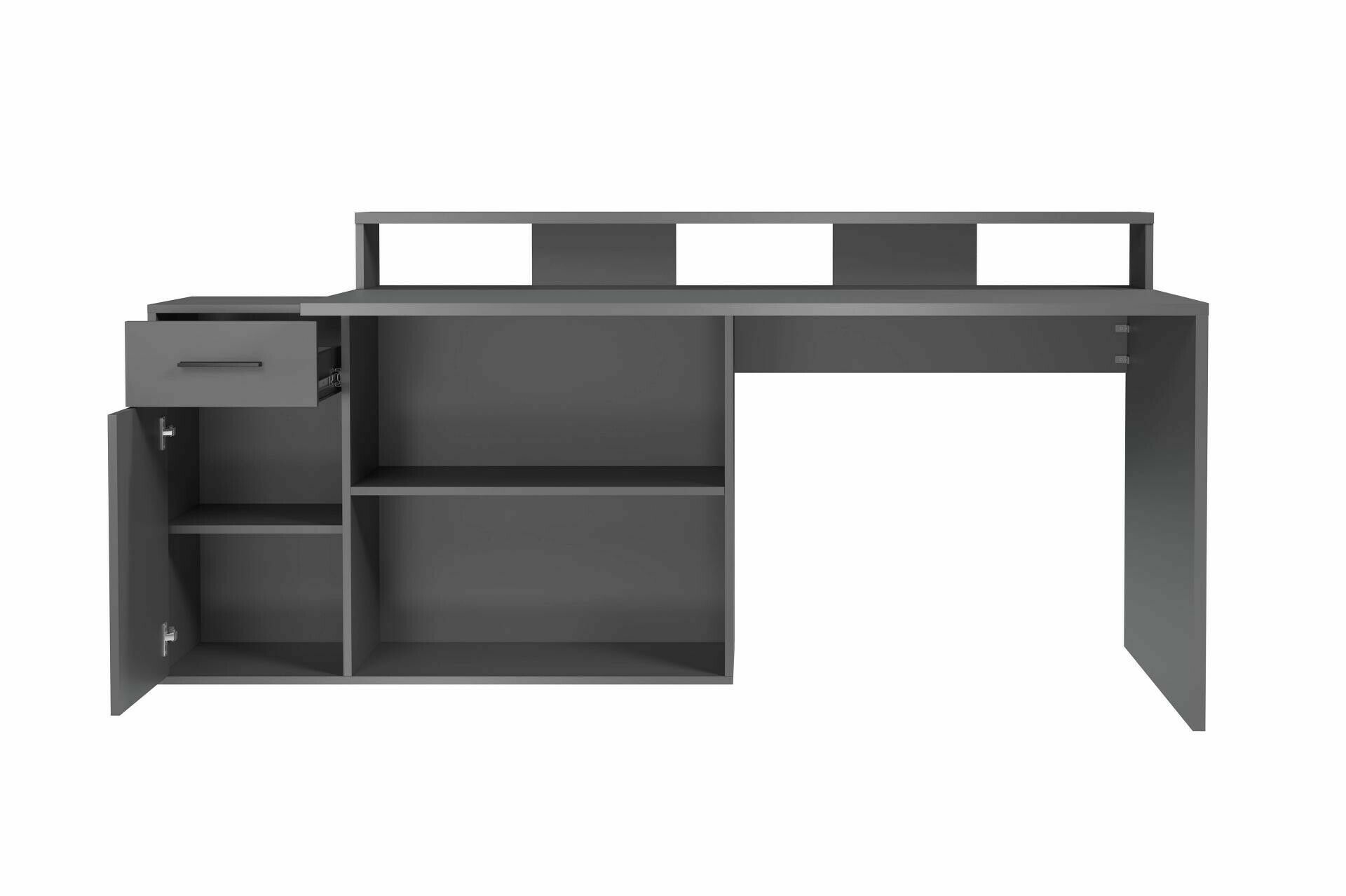 Bureau Gamer - Trendy - bureau professionnel 160 - 200 cm avec élément  d'angle rotatif en anthracite mat