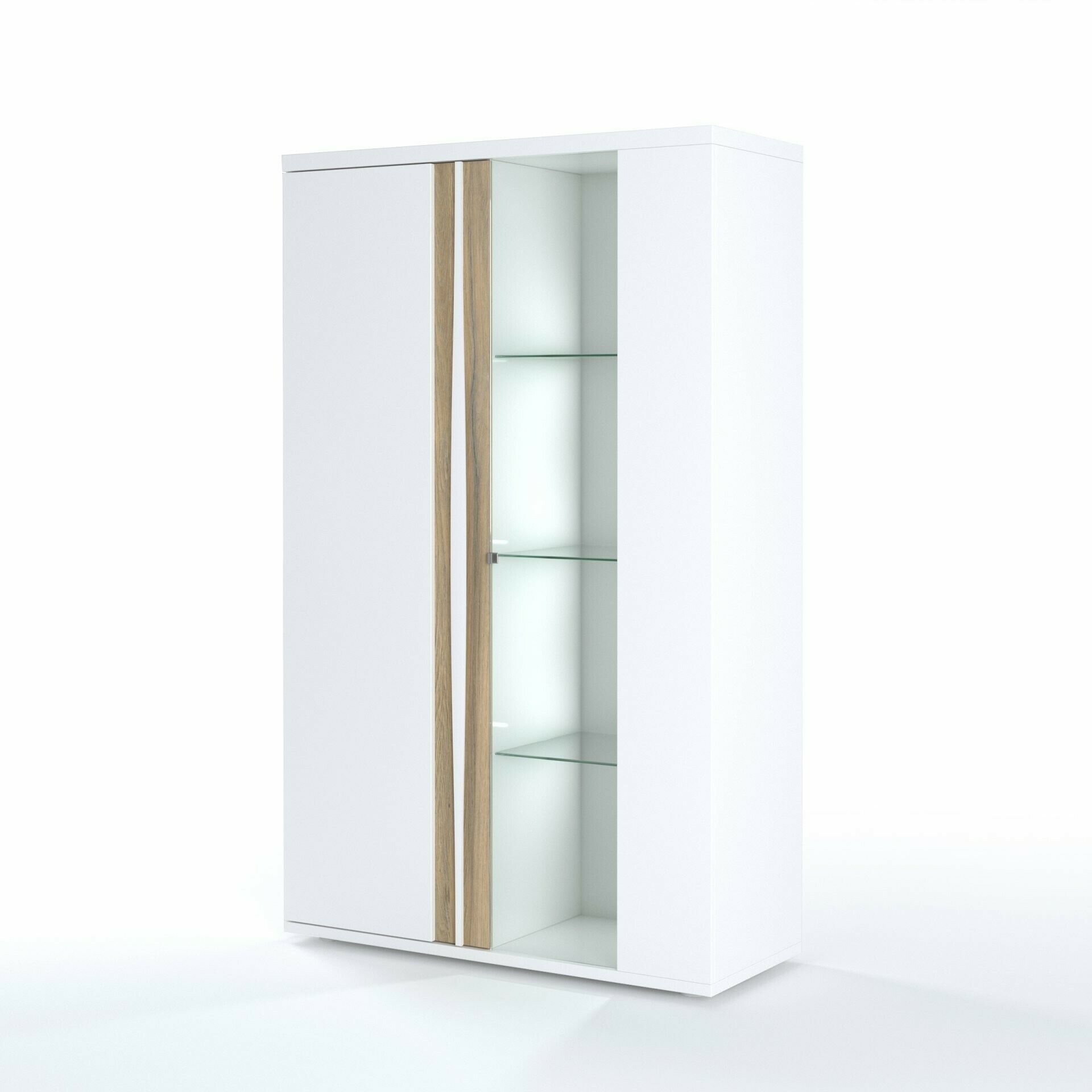 STEADY blanc - chêne- meuble secrétaire largeur 110cm avec 2 portes et  porte battante