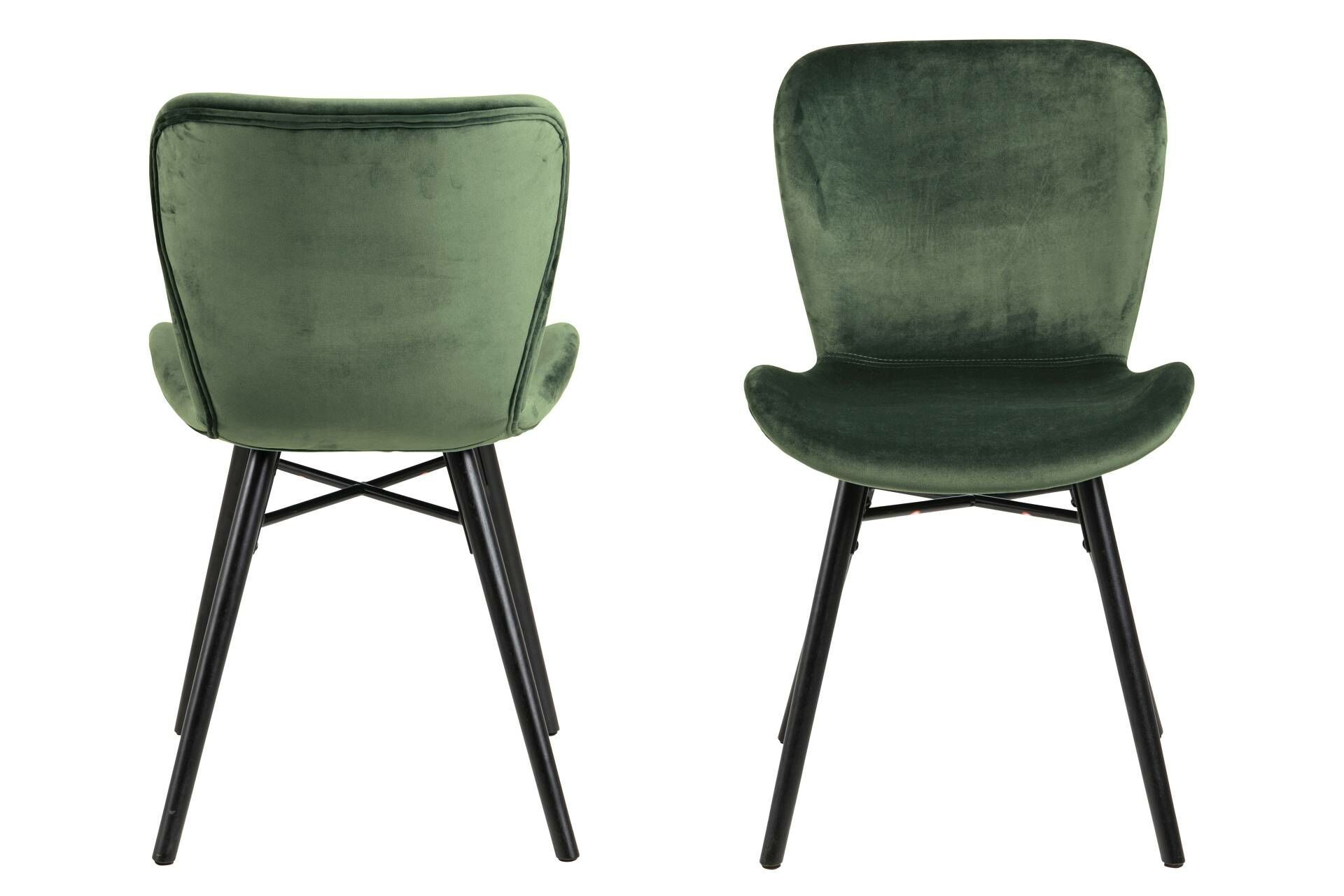 verraden Kantine paus set van 2 stoelen Bjarne in stof fluweel VIC-68 Forest groen - zwarte poten  | Belfurn