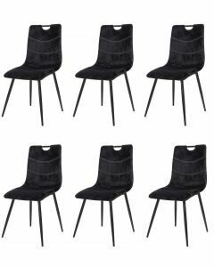 Eetkamerstoel Set van 6 stoelen S200 in zwarte velvet Zwart 55x45 cm – stijlvol en praktisch