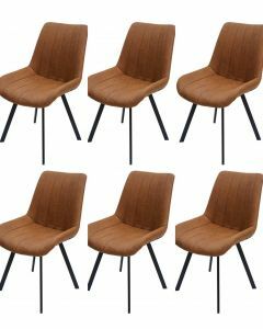 Eetkamerstoel Set van 6 stoelen S220 in whiskey microvezel stof Zwart 54x46 cm – stijlvol en praktisch