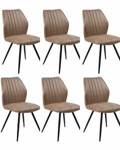 Eetkamerstoel Set van 6 stoelen S240 in bruine microvezel stof Bruin 42x47 cm – stijlvol en praktisch